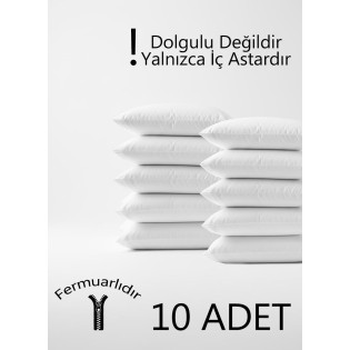 10'lu Ekonomik Beyaz Yastık İç Astarı | 50x70 Yastık Mitili , Fermuarlı Yastık Kılıfı