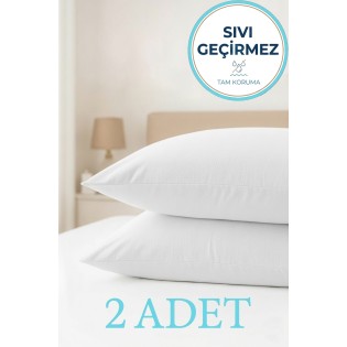 2'li Sıvı Geçirmez Yastık Alezi %100 Pamuk 50X70 cm Yastık Koruyucu
