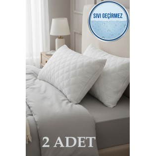 2'li Sıvı Geçirmez Kapitone Yastık Alezi | 50X70 cm Yastık Koruyucu