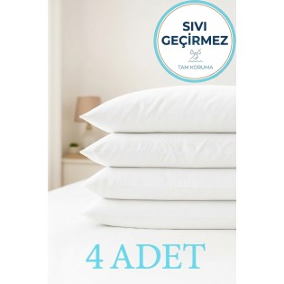  4'lü Sıvı Geçirmez Yastık Alezi %100 Pamuk 50X70 cm Yastık Koruyucu