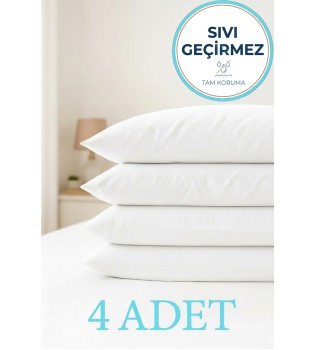 4'lü Sıvı Geçirmez Yastık Alezi %100 Pamuk 50X70 cm Yastık Koruyucu