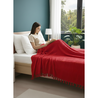 %100 Pamuk Çift Kişilik Pike , Püsküllü Yatak Örtüsü Kare Waffle Desen 220x240 %100 Pamuk Çift Kişilik Pike , Püsküllü Yatak Örtüsü Kare Waffle Desen 220x240