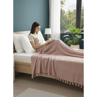 %100 Pamuk Çift Kişilik Pike , Püsküllü Yatak Örtüsü Kare Waffle Desen 220x240 %100 Pamuk Çift Kişilik Pike , Püsküllü Yatak Örtüsü Kare Waffle Desen 220x240