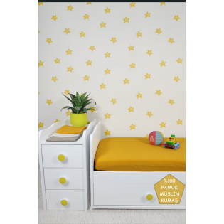 %100 Organik Pamuk 70x140 Müslin Lastikli Çarşaf (ÇİFT KAT) Anne Yanı & Beşik & Park Yatak