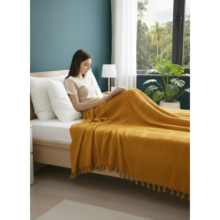 %100 Pamuk Çift Kişilik Pike , Püsküllü Yatak Örtüsü Kare Waffle Desen 220x240 %100 Pamuk Çift Kişilik Pike , Püsküllü Yatak Örtüsü Kare Waffle Desen 220x240