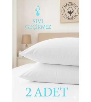 2'li Sıvı Geçirmez Yastık Alezi %100 Pamuk 50X70 cm Yastık Koruyucu