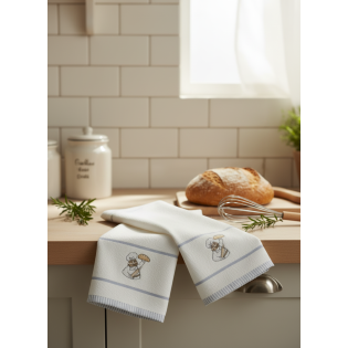 %100 Pamuk 2'li Nakışlı Mutfak Havlusu | Çok Amaçlı Kurulama Bezi 40x60 (AŞÇI)